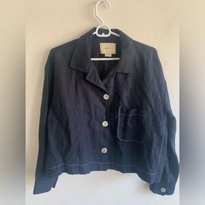 Paloma Wool Blazer Jacket 100% Linen Women’s Navy Blue Size Medium